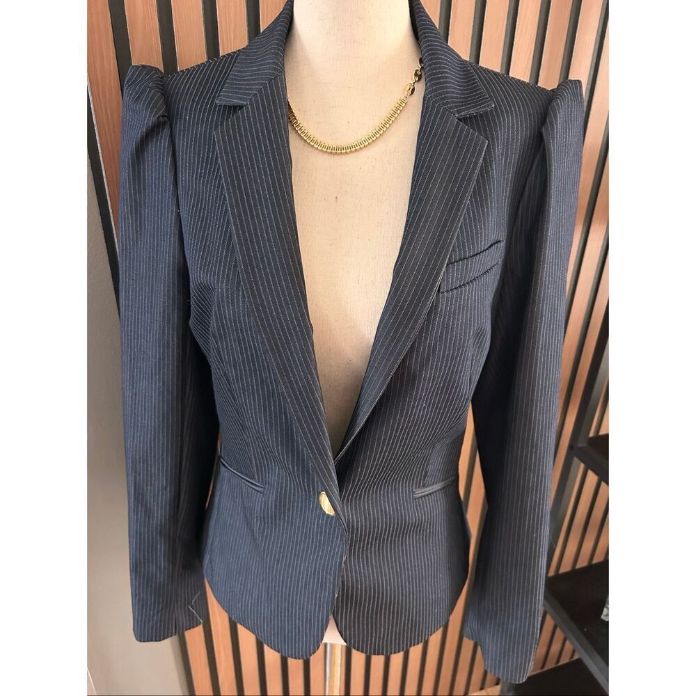 Express blue stippled blazer with puffy shoulders work blazer size 6 new